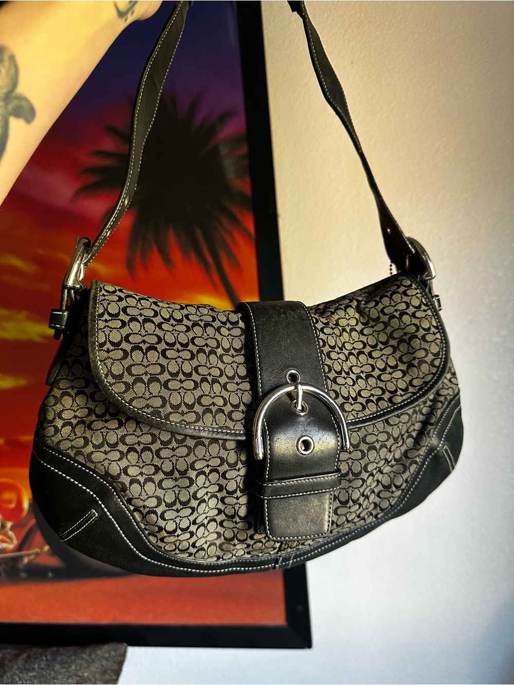 Coach Classic Black Buckle Soho Shoulder Bag 6808